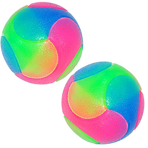 FineInno Blinkender Ball Hundespielzeug Ball Hundeball Leuchtend Glow Ball Hundespielball Ball Spielzeug für Hundes und Reinigen Sie Ihre Zähne (2 Stück Glatte Kugeln) von FineInno