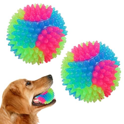 FineInno Blinkender Ball Hundespielzeug Ball Hundeball Leuchtend Glow Ball Hundespielball Ball Spielzeug für Hundes und Reinigen Sie Ihre Zähne (2 Stück Stichkugeln) von FineInno