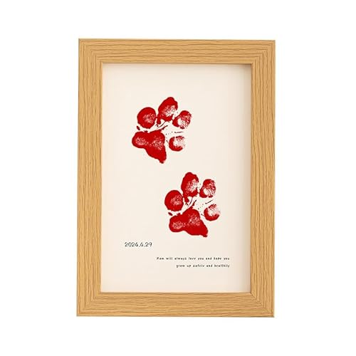 FineInno Hund Handabdruck und Fußabdruck Set 4 Stempelkissen und 2 Phoframe Tintenlos Pfotenabdruck Set Katze Inkless Dog Paw Print Kit für Geschenk und Erinnerung von FineInno