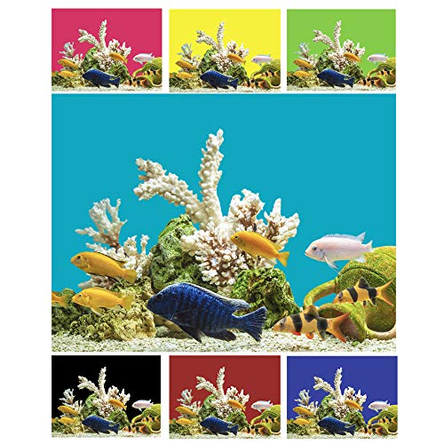 1 Meter Aquarium Terrarium Hintergrundfolie Rückwand Hintergrund Folie Selbstklebend Zuschnitt Einfarbig Poster Zubehör (40 cm, Azurblau) von Finest Folia
