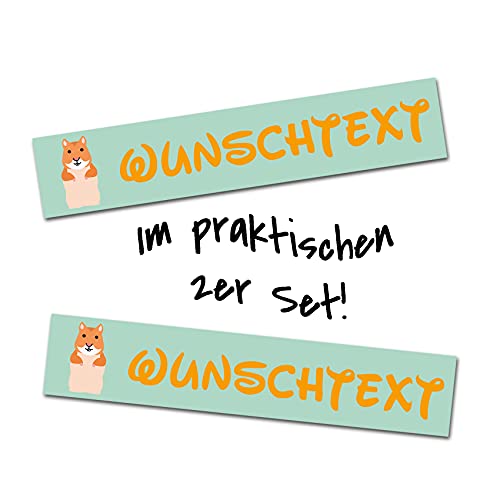 2er Set Tier Aufkleber mit Wunschname Wunschtext für Tiernapf Fressnapf Futterschüssel Namensaufkleber Sticker für Haustier (Hamster) von Finest Folia
