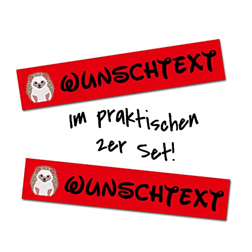 2er Set Tier Aufkleber mit Wunschname Wunschtext für Tiernapf Fressnapf Futterschüssel Namensaufkleber Sticker für Haustier (Igel 2) von Finest Folia