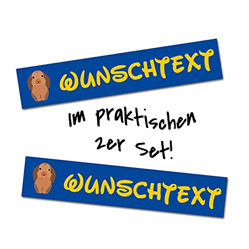 2er Set Tier Aufkleber mit Wunschname Wunschtext für Tiernapf Fressnapf Futterschüssel Namensaufkleber Sticker für Haustier (Kaninchen) von Finest Folia