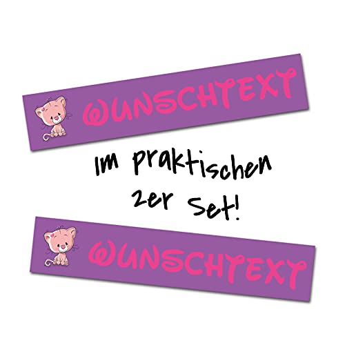 2er Set Tier Aufkleber mit Wunschname Wunschtext für Tiernapf Fressnapf Futterschüssel Namensaufkleber Sticker für Haustier (Katze 2) von Finest Folia