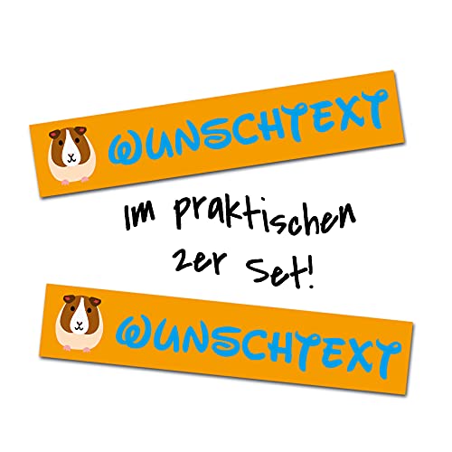 2er Set Tier Aufkleber mit Wunschname Wunschtext für Tiernapf Fressnapf Futterschüssel Namensaufkleber Sticker für Haustier (Meerschweinchen) von Finest Folia