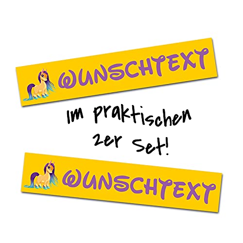 2er Set Tier Aufkleber mit Wunschname Wunschtext für Tiernapf Fressnapf Futterschüssel Namensaufkleber Sticker für Haustier (Pferd 2) von Finest Folia