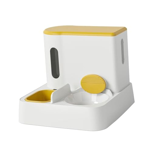 Gelbes Haustier- und Wasserspender-Set – automatischer Futterspender für Hunde und Katzen, abnehmbares Design von Finlon