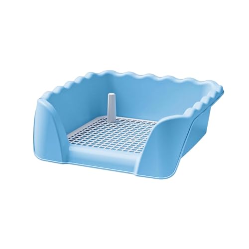Tragbares blaues Hundetpfchen mit erhhtem Zaun – für Kaninchen und Haustiere – spritzwassergeschützte Trainingstoilette für die Haustiertoilette von Finlon