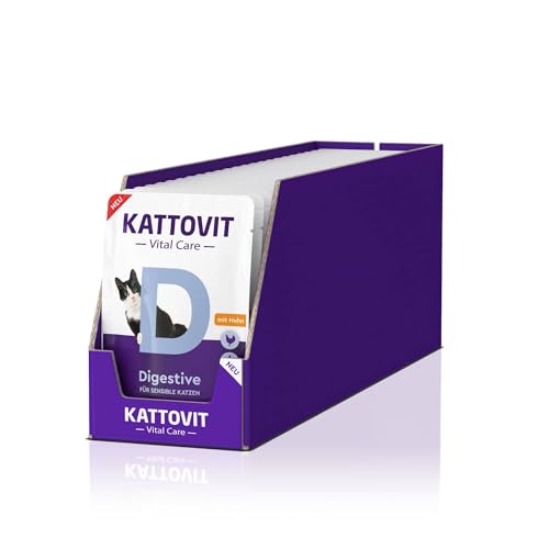 KATTOVIT Vital Care Digestive Huhn | 24x85g | Nassfutter in Sauce für Katzen | von Kattovit