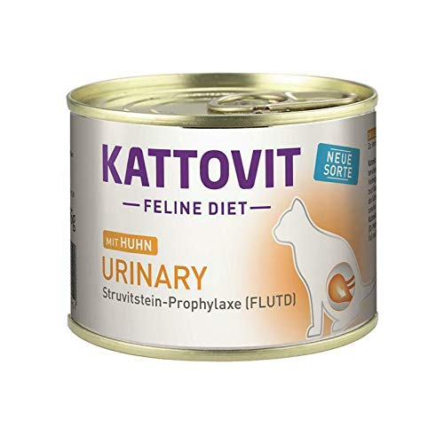 Kattovit Feline DIet Urinary Huhn | 12 x 185 g | Nassfutter für ausgewachsene Katzen | Bei Struvitsteinrezidiven & Erkrankungen der unteren Harnwege | Reduzierter Magnesiumgehalt von Finnern-Kattovit