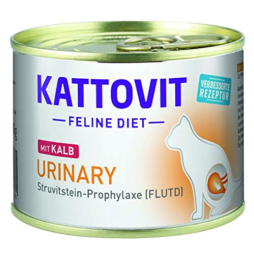 Kattovit Feline Diet Urinary Kalb | 12 x 85 g | Diät-Alleinfuttermittel für ausgewachsene Katzen | Zur Vorbeugung von Struvitsteinen / FLUTD von Finnern - Kattovit