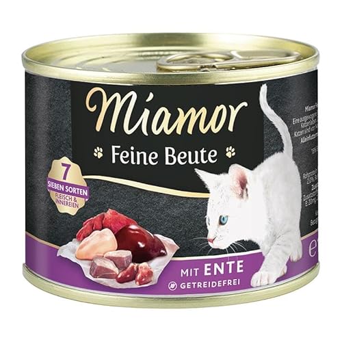Miamor Feine Beute Ente | 12 x 185 g | Soja- und Getreidefreies Nassfutter für ausgewachsene Katzen | Mit 7 Sorten Fleisch und Innereien | Ohne Farb- und Konservierungsstoffe von Miamor