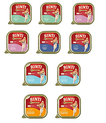 Finnern Gold Mini 100g Schalen 5 Sorten zur Auswahl Hirsch, Wachtel, Truthahn; Ente, Huhn Ges.10St. (10,95€/kg) Finnern Gold Mini 100g Schalen 5 Sorten zur Auswahl Hirsch, Wachtel, Truthahn; Ente, Huhn Ges.10St. (10,95€/kg) von Rinti
