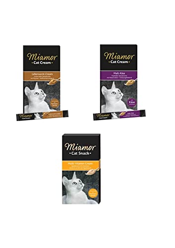 Finnern 2X Miamor Cat Snack Multi-Vitamin Cream 2X Cat Leberwurst Cream 2X Miamor Cat Malt -Käse Cream a 6x15g (23,89 €/kg) von Finnern-Rinti
