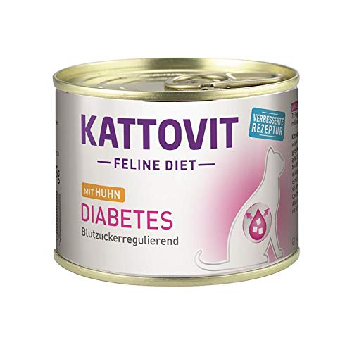 Kattovit Feline Diet Diabetes/Gewicht Huhn | 12 x 185g Katzenfutter von Finnern