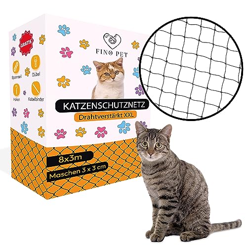 FinoPet Katzennetz für Balkon Drahtverstärkt 8x3 Meter inklusive Befestigungsmaterial Katzenschutznetz Katzengitter Schutznetz Sicherheitsnetz Balkonnetz für Katzen Katzennetz ohne Bohren FinoPet Katzennetz für Balkon Drahtverstärkt 8x3 Meter inklusive Befestigungsmaterial Katzenschutznetz Katzengitter Schutznetz Sicherheitsnetz Balkonnetz für Katzen Katzennetz ohne Bohren von FinoPet