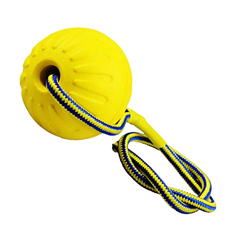 Finoki Wurfball, Hund Gummiball mit Elastische Seil Naturgummiball Welpenspielzeug Hundespielzeug Ball (gelb) von Finoki