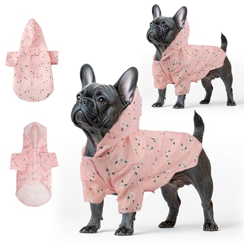 Fiohiros 2 Stück Hunde-Regenmäntel, wasserdicht, leicht, mit Loch für Geschirr, Hunde-Regenmantel mit Kapuze für kleine Hunde (Rosa, XL) Fiohiros 2 Stück Hunde-Regenmäntel, wasserdicht, leicht, mit Loch für Geschirr, Hunde-Regenmantel mit Kapuze für kleine Hunde (Rosa, XL) von Fiohiros
