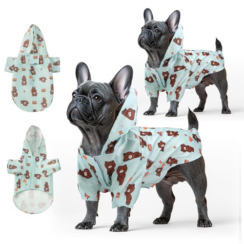 Fiohiros 2 Stück Hunde-Regenmäntel, wasserdicht, leicht, mit Loch für Geschirr, Hunde-Regenmantel mit Kapuze für kleine Hunde (Grün, S) Fiohiros 2 Stück Hunde-Regenmäntel, wasserdicht, leicht, mit Loch für Geschirr, Hunde-Regenmantel mit Kapuze für kleine Hunde (Grün, S) von Fiohiros