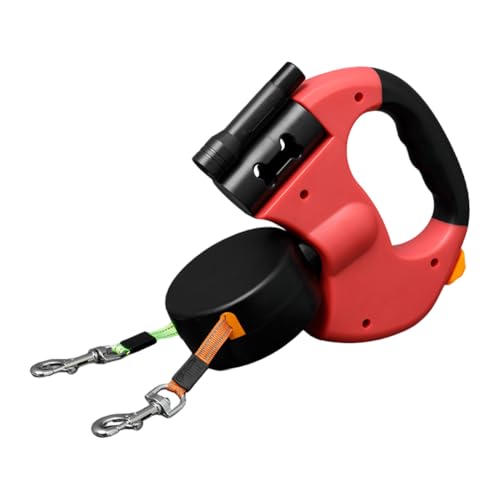 Doppelköpfiges Hund Walking Lash Lock Retractable Hundetraktionseil (rot) von Fiorky