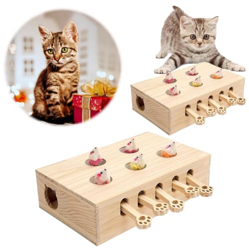 Fiorky Katzenspielzeug, Katzenkratzer aus Wellpappe, Cats Whack A Mole Game Katzen-Pop-Up-Spielzeug 3/5-Loch Whack A Mole Katzenspielzeug, lustige Jagdspielzeugkiste aus Holz, interaktiv for Fiorky Katzenspielzeug, Katzenkratzer aus Wellpappe, Cats Whack A Mole Game Katzen-Pop-Up-Spielzeug 3/5-Loch Whack A Mole Katzenspielzeug, lustige Jagdspielzeugkiste aus Holz, interaktiv for von Fiorky