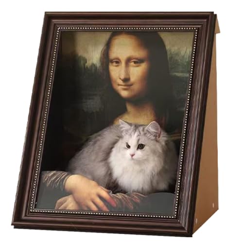 Fiorky Mona Lisa Katze Kratzerbett, Katzennest Ölmalerei Katzenbett Multifunktionskunst Rahmen Katzenhaus Schlafbett Haustier Vorräte, Ölmalerei Rahmen Katzenbett Vintage Art Bilderrahmen von Fiorky