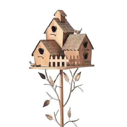 Fiorky Vogelhaus, Gartenpfähle, Garten, Outdoor, Metall, Vogelhaus, Dekoration, Vogelhäuschen for den Außenbereich, mit Stange, for den Außenbereich, Hof, Gartendekoration (E) von Fiorky