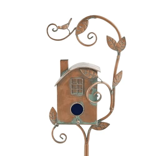 Fiorky Vogelhaus, Gartenpfähle, Garten, Outdoor, Metall, Vogelhaus, Dekoration, Vogelhäuschen für den Außenbereich, mit Stange, für den Außenbereich, Hof, Gartendekoration (D) von Fiorky