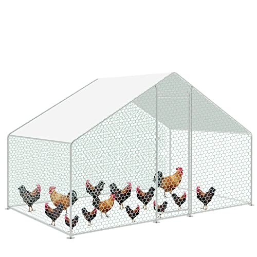 Fiqops Hühnerstall 3x2x2m Freilaufgehege Verzinkter Stahl Kleintierstall Hühnerhaus Dach Geflügelstall mit Sonnenschutzdach und Tür für Haustierkäfig Hühnerkäfig Vogelkäfig Kleintiere Pflanzen von Fiqops