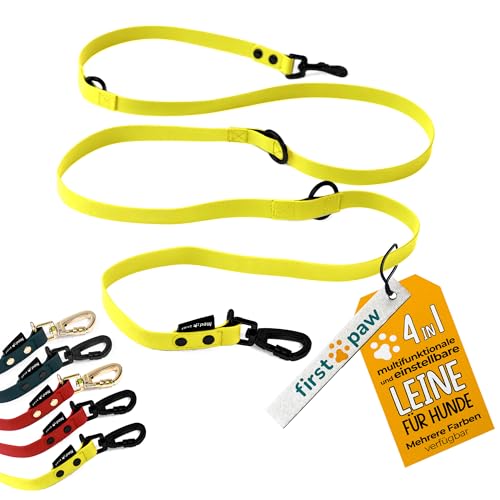 FIRSTPAW Dog Leash - Wasserdichte Trainingsleine für Hunde - Gelbe Hundeleine 2m für Klein, Mittelgroße und Große Hunde - Doppelleine für 2 Hunde - Multifunktionelle und Verstellbare Leine Hund FIRSTPAW Dog Leash - Wasserdichte Trainingsleine für Hunde - Gelbe Hundeleine 2m für Klein, Mittelgroße und Große Hunde - Doppelleine für 2 Hunde - Multifunktionelle und Verstellbare Leine Hund von FirstPaw