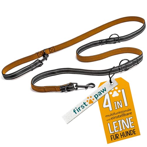 FIRSTPAW Hundeleine 2m für kleine mittelgroße und große Hunde - Verstellbar Umhängeleine Hund 1.1m / 1.3m / 1.5m / 2m - Multifunktionelle Führleine - Doppelleine für Hunde mit 2 Karabiner von FirstPaw