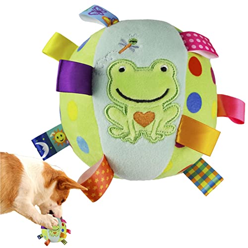 Firulab Ballspielzeug für Hunde - Kauspielzeug für Haustiere, gefüllt mit Riemen - Plüsch- und quietschender Ball mit Glocke, Robustes interaktives Fetch-Hundespielzeug, Indoor-Ball-Spielzeug von Firulab