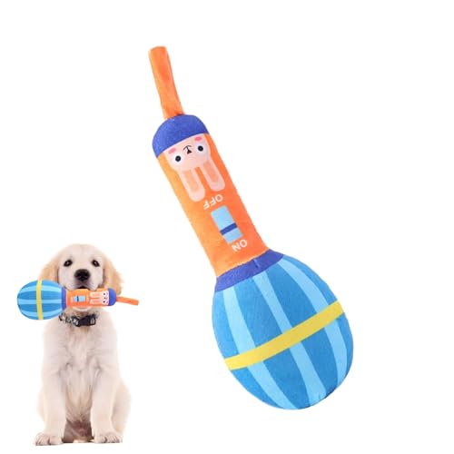 Firulab Beißspielzeug für Hunde | Gefüllte Kauspielzeuge in Mikrofonform mit Klang - Süßes Welpen-Kauspielzeug für drinnen und draußen, Flexibles Haustierspielzeug für saubere und entspannende Zähne von Firulab