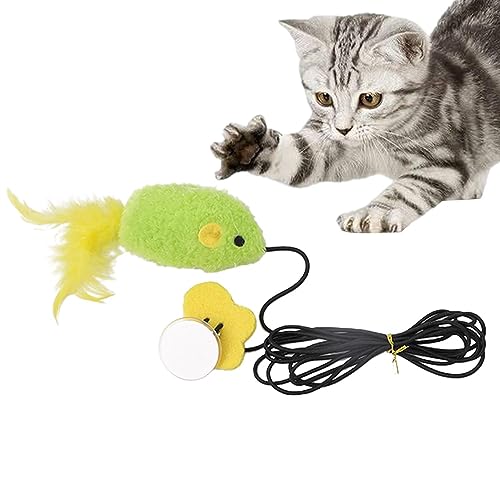 Firulab Katzen-Teaser-Stick-Spielzeug | Teasing Sound Mouse Teaser Zauberstab Anhänger,Bissfestes Haustierspielzeug für kleine, mittlere und große Katzen von Firulab