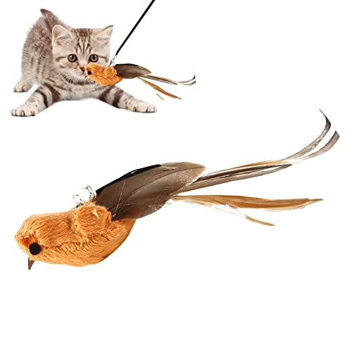Firulab Katzen-Vogel-Spielzeug, Katzenspielzeug mit Federfedern, Katzenstab-Ersatz, Kätzchen-Kaustäbchen, interaktiver Katzen-Teaser für Hauskatzen von Firulab