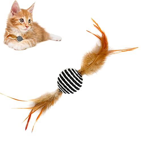 Firulab Katzenfederkugeln - Kätzchenspielzeug Katzenfederspielzeug Katzenbälle | Feather Furry Plüsch Lustiges interaktives Spielzeug zum Spielen von Übungstraining Jagd Katzenspielzeug von Firulab