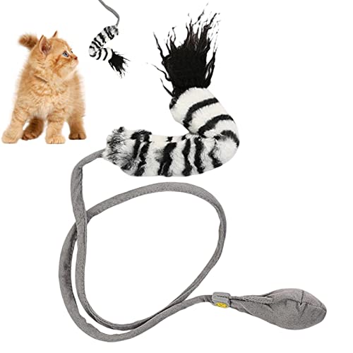 Firulab Katzenspielzeug Zauberstab - Aufblasbarer Push Handle Cat Teaser Interaktiver Zauberstab,Interaktives Katzenfisch- und Pferdeschwanz-Spielzeug für Bewegung und Entwicklung, Haustierspielzeug von Firulab