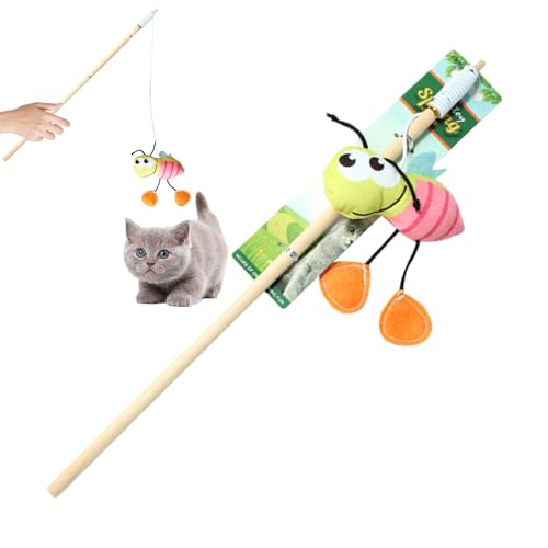 Firulab Katzenstab-Spielzeug, Katzen-Teaser | Cartoon-Katze-Kauspielzeug mit Katzenminze | Bewegliches Katzenspielzeug, Katzen-Anreicherungsspielzeug für Hauskatzen zum Spielen und Trainieren, von Firulab