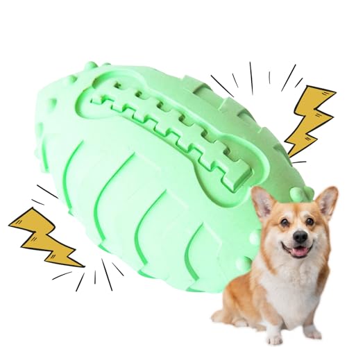 Firulab Kauball für Hunde | Gummi-Rugby-Form-Quietschball | Langlebiger, robuster, leicht zu reinigender interaktiver Hundekauball für mittelgroße Hunde von Firulab
