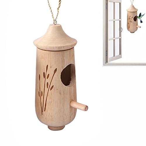 Firulab Kolibri-Haus | Hängendes Kolibri-Haus - Kolibri-Nest aus Holz mit Metallring für Baumstämme, Gärten, Balkone von Firulab