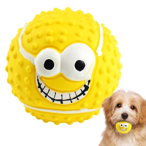 Firulab Quietschender Latex-Hundespielzeugball, Latex-Gesichtsball-Hundespielzeug | Latex Smile Face Hundebälle,Wiederverwendbares Hundespielzeug mit -Gesicht, quietschendes Hundespielzeug für kleine von Firulab