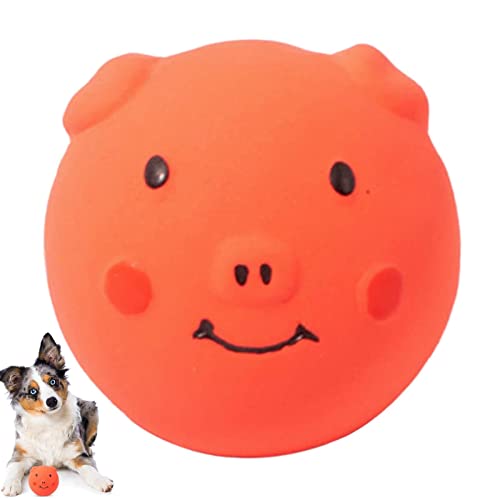 Firulab Quietschendes Hundespielzeug | Welpen-Spielzeug-Ball-Schwein-Form,Kauspielzeug für Haustiere zum Zahnen, interaktives Trainingsspielzeug für kleine, mittelgroße und große Hunde von Firulab