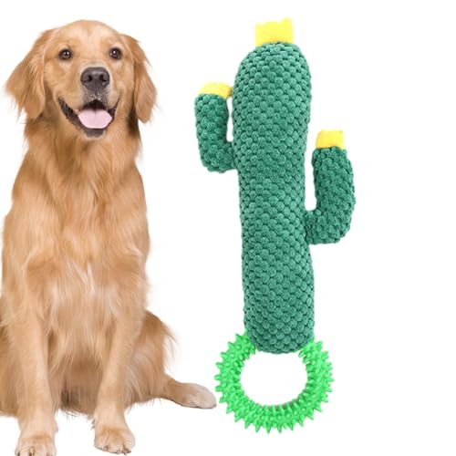 Firulab Quietschspielzeug für Katzen, Geräuscherzeugendes Hundespielzeug Kaktus-Plüschspielzeug, Multifunktionales wiederverwendbares kleines Quietschspielzeug für Hunde im Freien, Puzzlespielzeug von Firulab