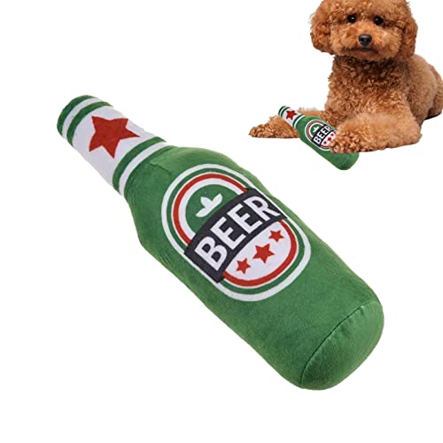 Firulab Stoffloses Hundespielzeug | Interaktive Weinflasche Quietschendes Stoffloses Hundespielzeug,Stoffloses Hundespielzeug für kleine, mittlere und große Haustiere, Keine Füllung für Indoor-Spiele von Firulab