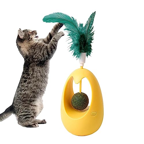 Firulab Tumblers Katzen-Teaser-Stick - Interaktives Katzenspielzeug - Feder-Katzenminze-Ball, Holz, Zahnreinigung für Kätzchen, Spielen, Reisen, Zuhause von Firulab