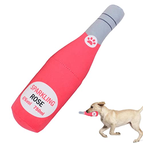Firulab Weinflasche Hundespielzeug - Schönes Hundeplüschtier,Hündchenspielzeug, lustiges quietschendes Hundespielzeug, Kauspielzeug für kleine, mittelgroße Hunde und Welpen von Firulab