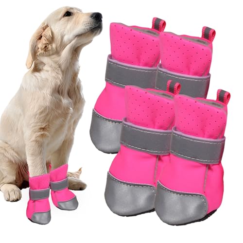 Hundepfotenschutzstiefel, atmungsaktive Hundeschuhe | 4 Stück Pfotenschutz für verschneite Wintertage,Verstellbare, leichte Hundeschuhe für Hartböden Firulab von Firulab