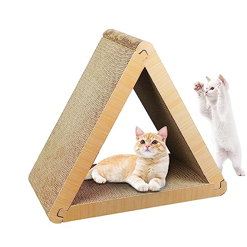Kratzbrett Katze,6-seitige Katzenunterlage aus Pappe im Dreieck - Katzenspielzeug-Heimdekoration für Kätzchennest, Balkon, Wohnzimmer, Schlafzimmer, Spielzimmer Firulab von Firulab