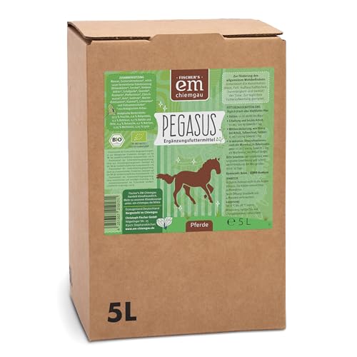 EM-Chiemgau Bio-Ergänzungsfuttermittel für Pferde 1L [Effektive Mikroorganismen] fermentierte Rezeptur mit Lein- und Flohsamen, Milchsäurebakterien, natürliche Bestandteile der Darmflora (5 L) von Fischer’s EM-Chiemgau