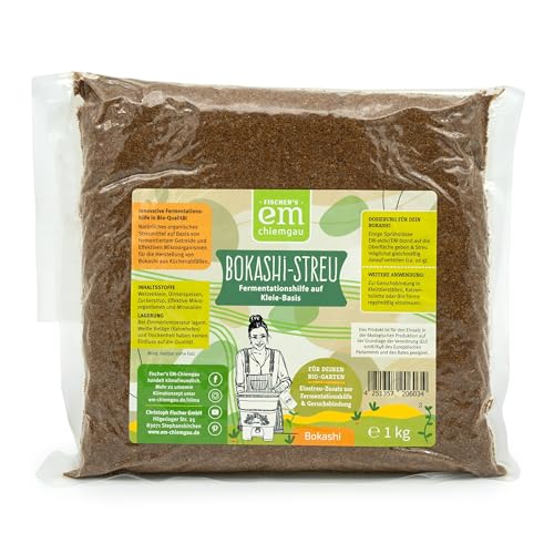 EM-Chiemgau Bokashi Ferment Trocken [mit Effektive Mikroorganismen] Kompostbeschleuniger & Fermentationshilfe für Bokashi Eimer - Bodenaktivator und Geruchsbinder für Garten, Haustier, Stall (1 Kg) von Fischer’s EM-Chiemgau